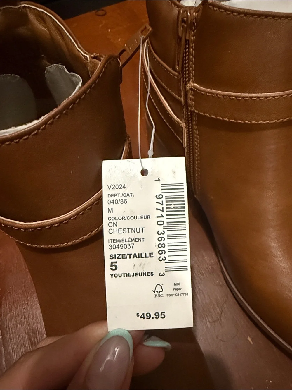 Girls Tan Ankle Bootie with Buckle Accent